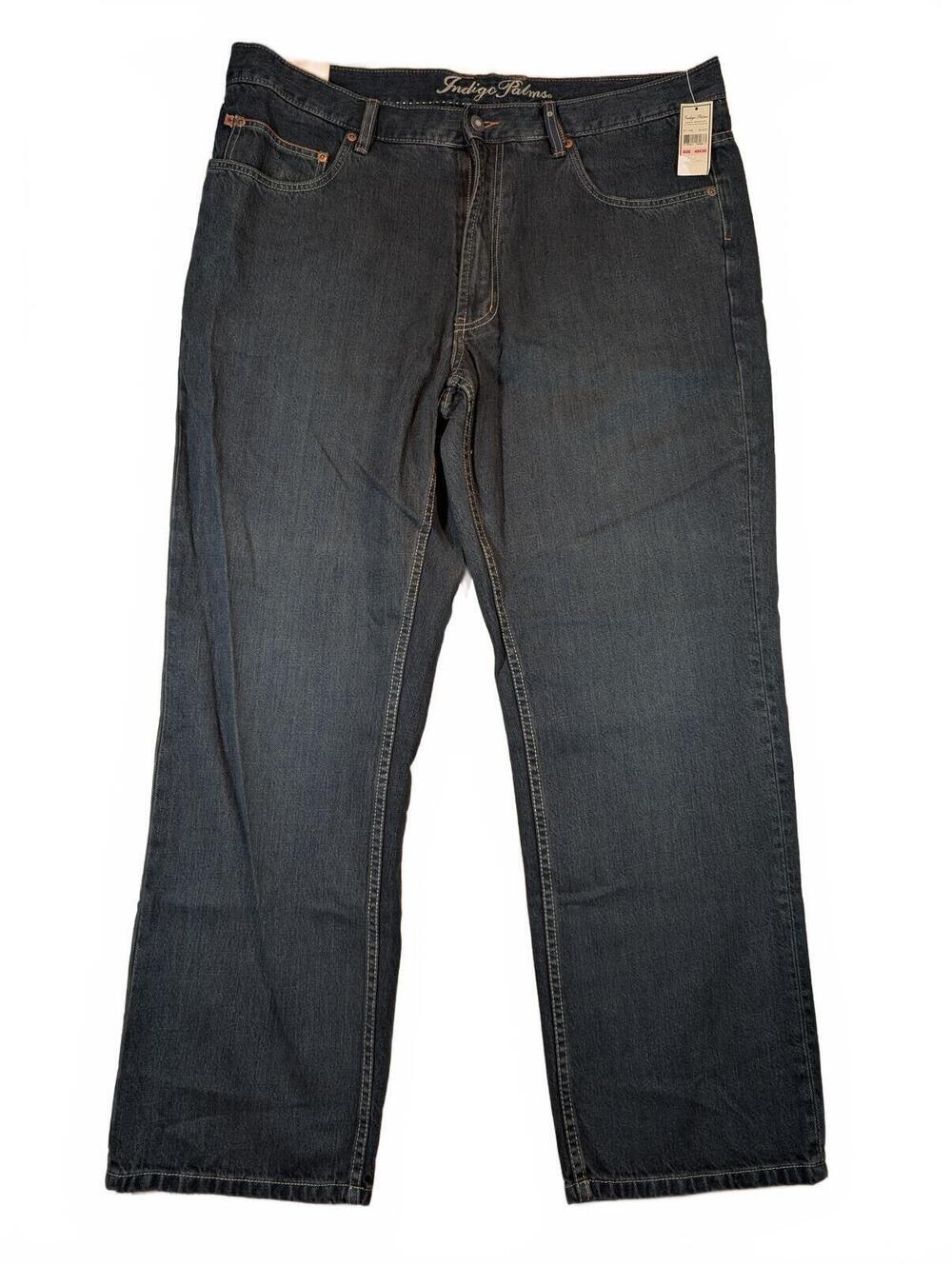 Indigo Palms IP1198 Black Denim Five Pocket Straight Leg Jeans Pants Mens 40x30